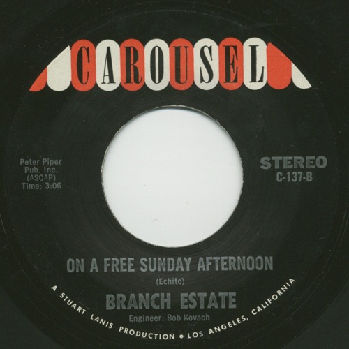 On A Free Sunday Afternoon Branch Estate 45 Label