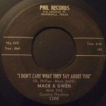 I Don't Care What They Say About You by Mack & Gwen with The Country Playboys 45 Label