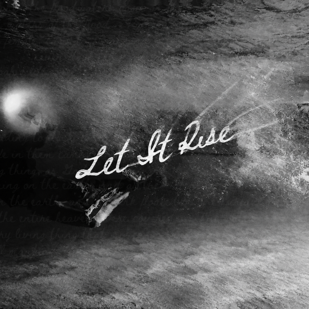 Let It Rise by Keagan text overlay on a dark, abstract, grayscale image with underwater textures and faint light.