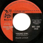 A vinyl record labeled "Young Girl" by Frank Lynch, marked as a promotional copy and not for sale, features a black and red design—echoing the spirit of The Tragic Fates of 2 Regional Greats Reclaim the Spotlight—with added production details.