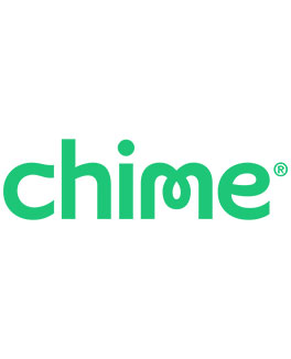 Chime logo in green text on a white background, with a stylized "m" in the center.