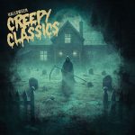 A grim reaper holding a scythe stands in a foggy graveyard before a dark, eerie house; "Halloween Creepy Classics" and "I Got Trouble" by The Mears Brothers Band are written in stylized yellow text at the top left.
