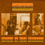 Album cover for "Giving in the Shadow" by Cassie, featuring vintage-style photos of band members lost in recording at a studio, with bold orange and yellow text.