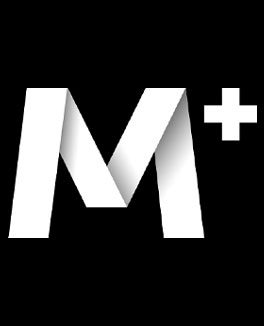White letter "M" with a folded ribbon design and a white plus sign to its upper right, on a solid black background. Madan+ features “What I Got I Got (And Ain't Gonna Lose)” by Maurice.